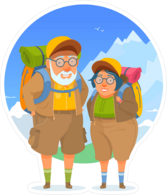Hiking Elderly People Camping Trip Sticker
