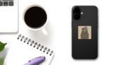 Hip Hop DJ Bear Sticker on a Phone (New) example