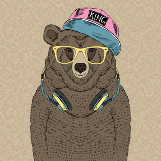 Hip Hop DJ Bear Sticker
