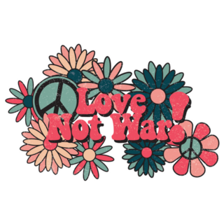 Hippie 70s Groovy Hand Drawn Love Not War! Sticker