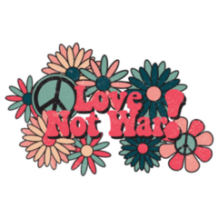 Hippie 70s Groovy Hand Drawn Love Not War! Sticker