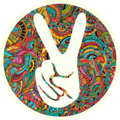 Hippie 70s Style Peace Sign Art Sticker