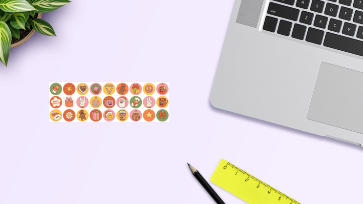 Hippie Christmas Sticker Sheet on a Desk (New) example