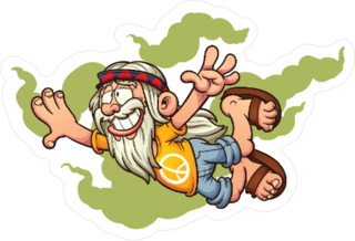 Hippie Flying through Green Smoke Sticker