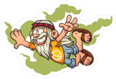 Hippie Flying through Green Smoke Sticker
