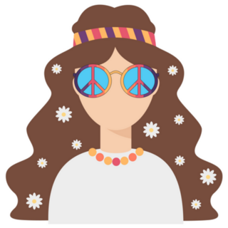 Hippie Girl In Peace Sunglasses 70s Style Sticker