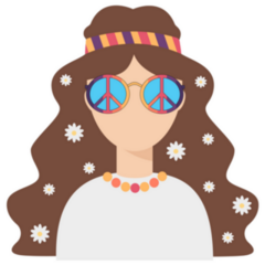 Hippie Girl In Peace Sunglasses 70s Style Sticker