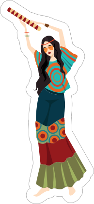 Hippie Girl Musician Sticker