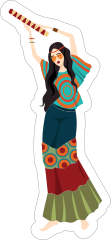 Hippie Girl Musician Sticker
