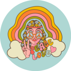Hippie Girl Rainbow Peace And Love 70s Sticker