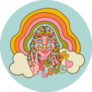 Hippie Girl Rainbow Peace And Love 70s Sticker