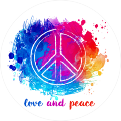 Hippie Love and Peace Colorful Watercolor Sticker