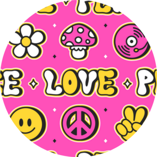 Hippie Love Peace & Mushrooms Pattern Sticker