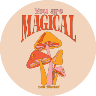 Hippie Magic Mushroom You Are Magical Illustration Sticker