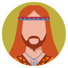 Hippie Male Circle Sticker