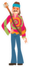 Hippie Man with Guitar Sticker