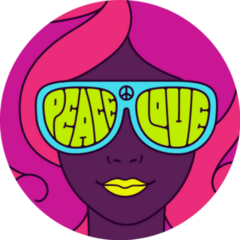 Hippie Peace And Love 70s Poster Groovy Girl Sticker