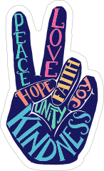 Hippie Peace Hand Sticker
