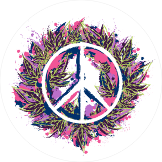 Hippie Peace Sign and Cannabis Leaves Sticker