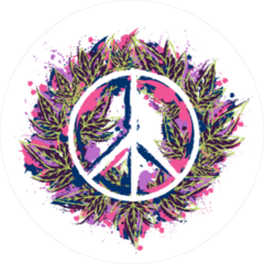 Hippie Peace Sign and Cannabis Leaves Sticker