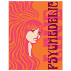 Hippie Psychedelic Girl Vintage Poster 1970s Sticker