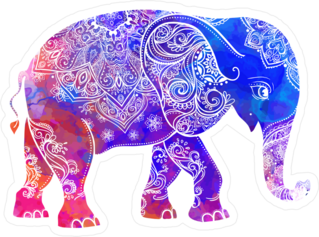 Hippie Style Elephant Sticker