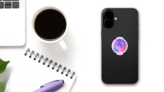Hippie Style Flower Power Mandala Sticker on a Phone (New) example