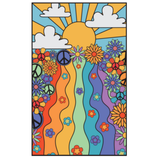 Hippie Sunshine and Peace Signs Illustration