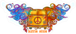 Hippie Van with Psychedelic Wings Sticker