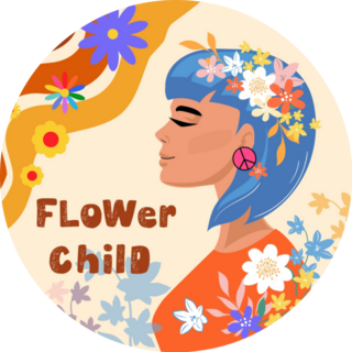 Hippie Woman Flower Girl Psychedelic 70s Sticker