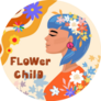 Hippie Woman Flower Girl Psychedelic 70s Sticker