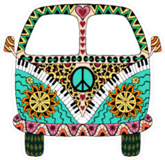 Hippie Zentangle Vintage Van Sticker