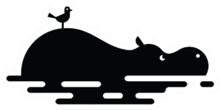 Hippo In Water With Bird Logo Sticker