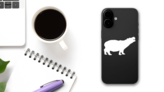 Hippopotamus Smiling Sticker on a Phone (New) example