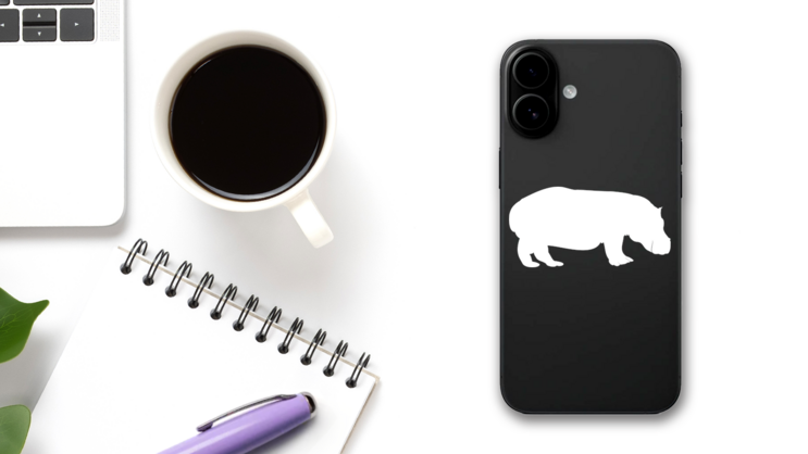Hippopotamus Sticker on a Phone (New) example
