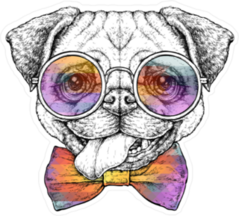 Hipster French Bulldog Sticker