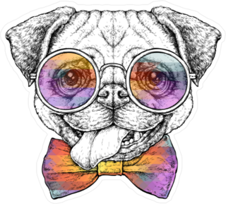 Hipster French Bulldog Sticker