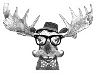 Hipster Glasses On Moose Sketch Sticker
