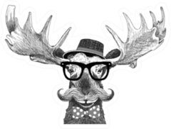 Hipster Glasses On Moose Sketch Sticker