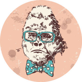 Hipster Gorilla Pink Sticker