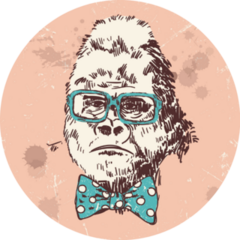 Hipster Gorilla Pink Sticker