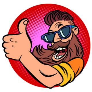 Hipster Man Bearded Thumb Up Comic Sticker