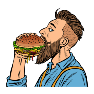 Hipster Man Eating Burger Pop Art Sticker