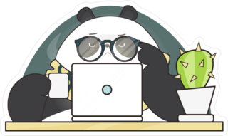 Hipster Panda Character At Work Sticker
