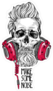 Hipster Skull with Beard and Headphones Sticker
