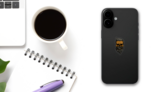 Hipster Skull With Mustache And Beard Sticker on a Phone (New) example