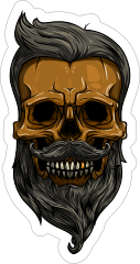 Hipster Skull With Mustache And Beard Sticker