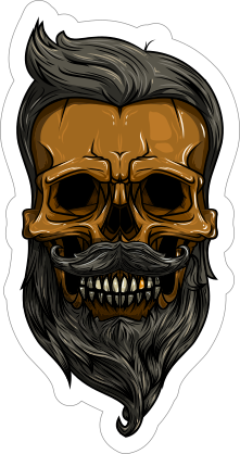 Hipster Skull With Mustache And Beard Sticker