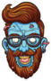 Hipster Zombie Head Sticker