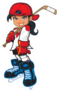 Hockey Girl Cartoon Sticker